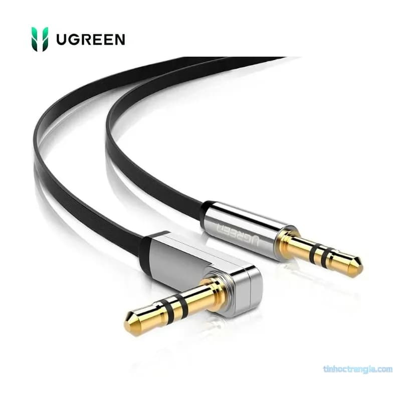 Cáp Âm Thanh AUX 3.5mm Hai Đầu Dương Ugreen (1 Đầu Vuông Góc) Dài 1M-5M