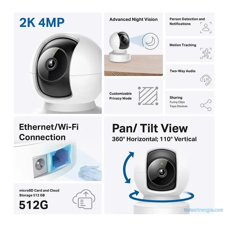 Camera IP Wifi Trong Nhà TP-Link Tapo C222 2K QHD 4MP  