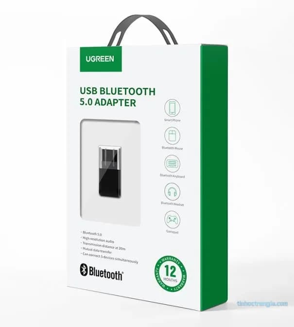 USB Bluetooth 5.0 Ugreen 80889 CM390 Thu Phát Bluetooth Cho PC Laptop