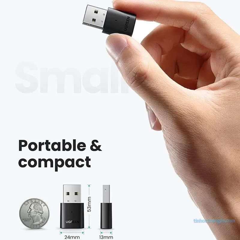 USB Bluetooth 5.0 Ugreen 80889 CM390 Thu Phát Bluetooth Cho PC Laptop