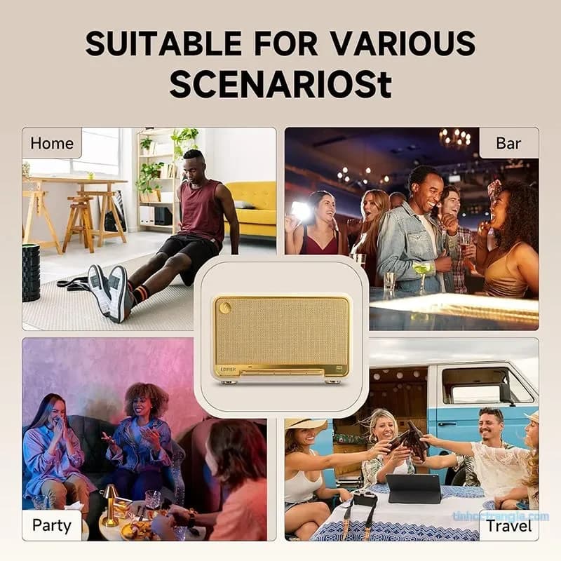 Loa Bluetooth Di Động EDIFIER D32 (Công Suất 60W, Hi-Res Audio, LDAC, AirPlay 2, Vỏ Gỗ Retro)