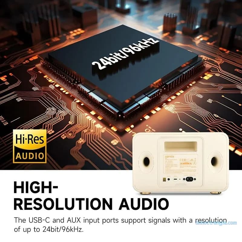 Loa Bluetooth Di Động EDIFIER D32 (Công Suất 60W, Hi-Res Audio, LDAC, AirPlay 2, Vỏ Gỗ Retro)