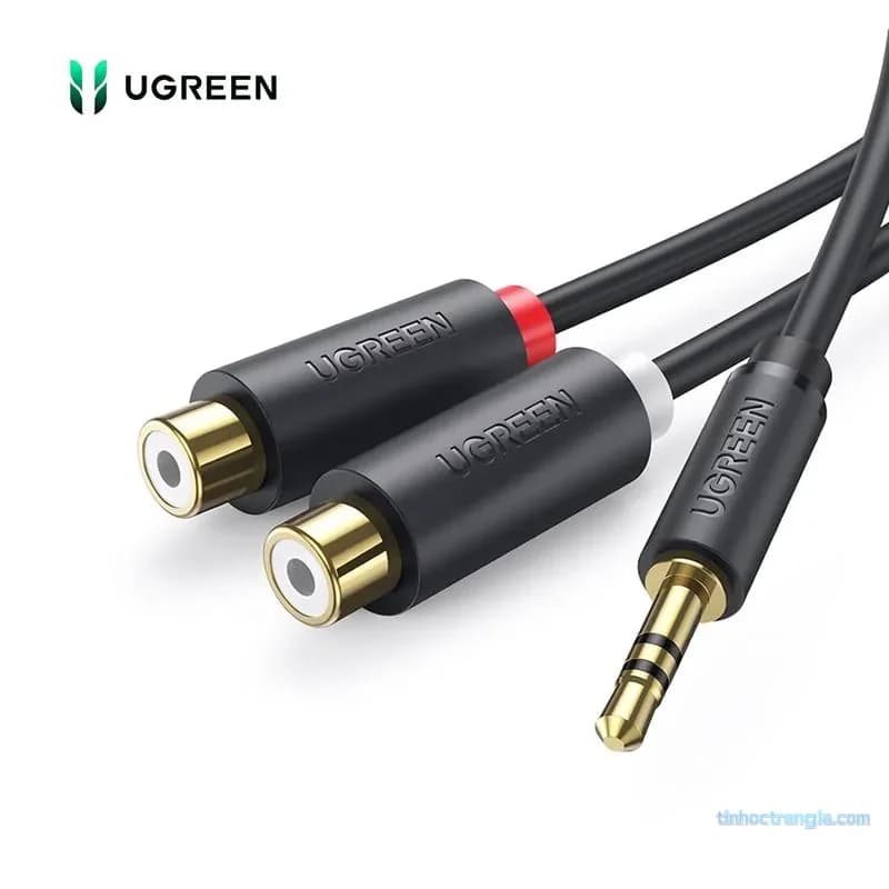 Cáp Chuyển Audio 3.5mm Ra 2 Đầu RCA Âm Ugreen 10547 Dài 20cm (Đầu Mạ Vàng)