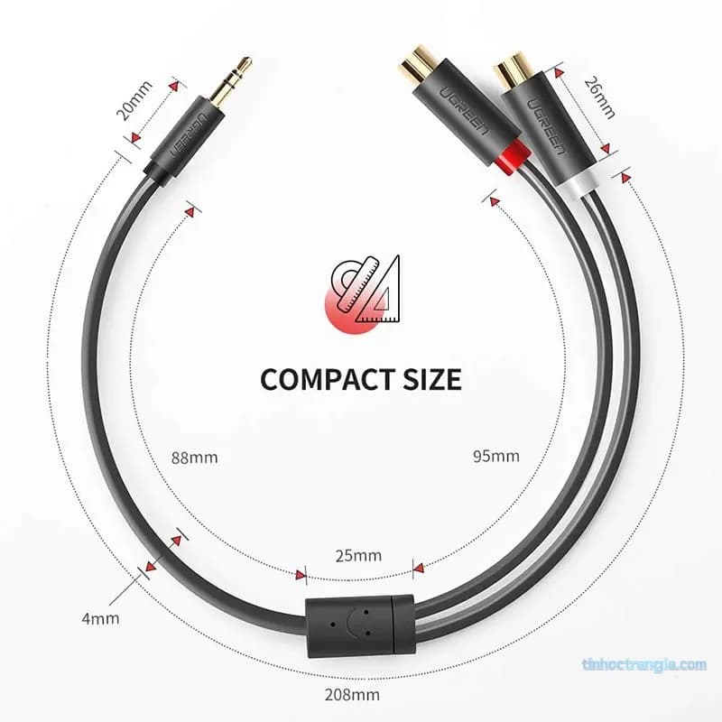 Cáp Chuyển Audio 3.5mm Ra 2 Đầu RCA Âm Ugreen 10547 Dài 20cm (Đầu Mạ Vàng) - hover
