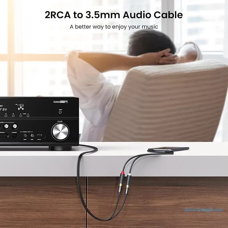 Cáp Chuyển Audio 3.5mm Ra 2 Đầu RCA Âm Ugreen 10547 Dài 20cm (Đầu Mạ Vàng)