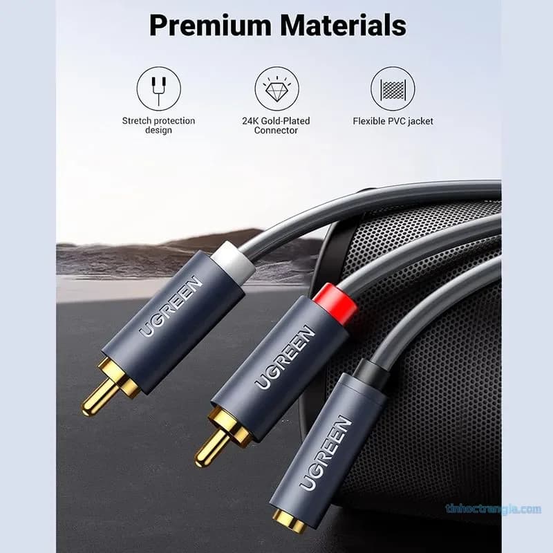 Cáp Chuyển Audio 3.5mm Âm Ra 2 Đầu RCA Dương Ugreen 10561 Dài 20cm