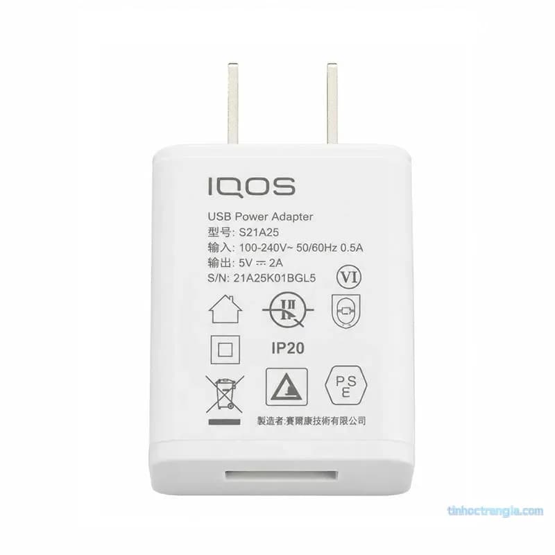 Củ Sạc IQOS S21A25 5V-2A Chân Dẹt - Cốc Sạc 10W Chuẩn Dòng An Toàn