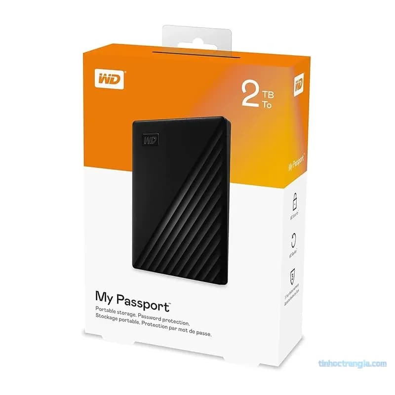 Ổ Cứng Di Động Western Digital WD My Passport 2TB 2.5 inch USB 3.2 Gen 1 (Màu Đen) - WDBYVG0020BBK-WESN