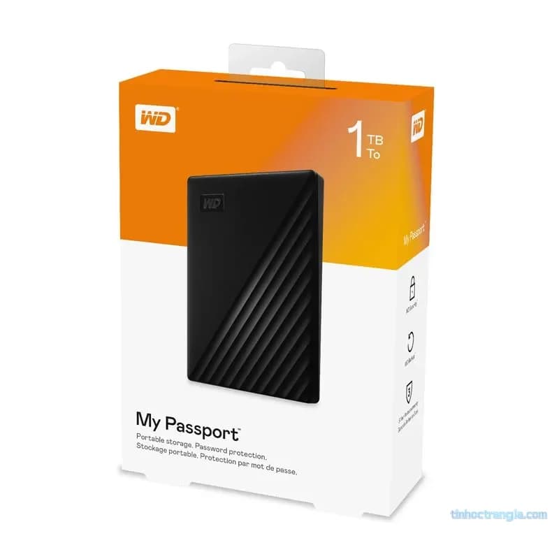 Ổ Cứng Di Động WD My Passport 1TB Black - Ổ Cứng Cắm Ngoài Western Digital WDBYVG0010BBK-WESN