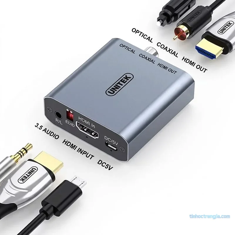 Bộ tách âm thanh HDMI sang HDMI và Audio Quang/3.5mm Unitek V174A 4K@30Hz 1
