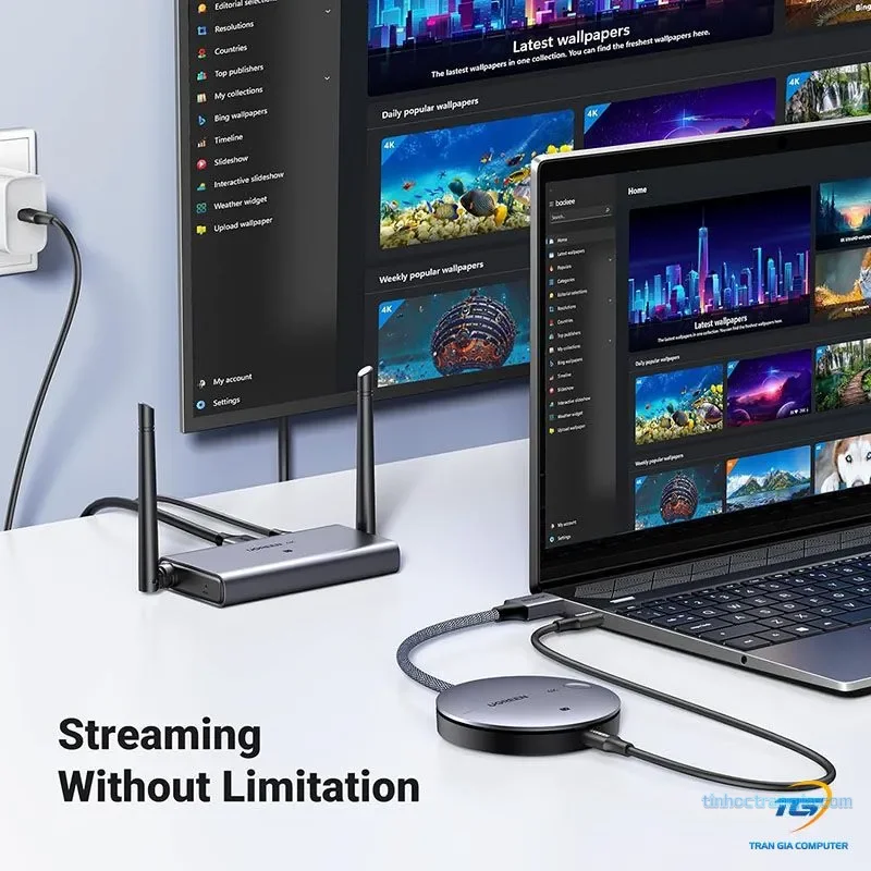 Bộ truyền tín hiệu HDMI và VGA không dây 50M Ugreen CM586 (90909A) hỗ trợ 4K - hover