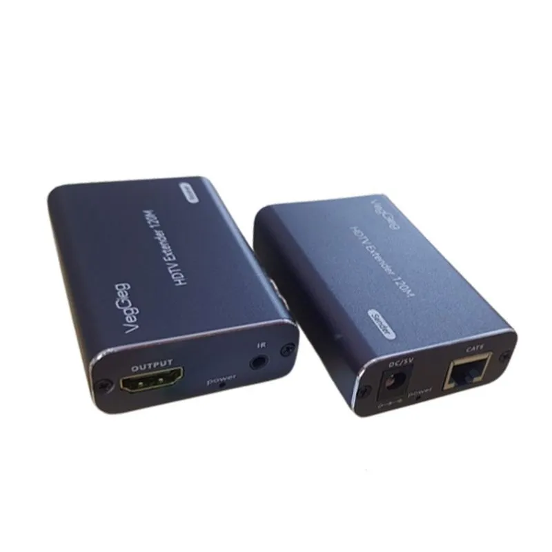 Bộ Kéo Dài HDMI 120m Qua Cáp Mạng Cat5e/Cat6 Veggieg V-HD120 | Hỗ Trợ Full HD 1080P