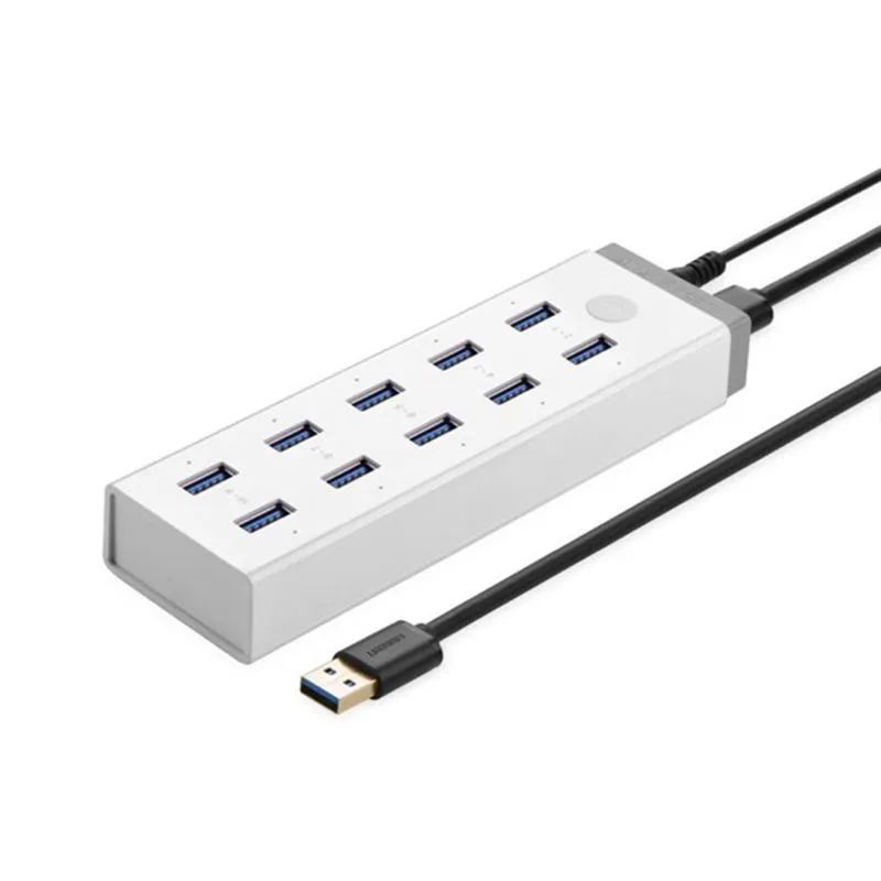 Bộ chia Hub USB 3.0 10 cổng kèm nguồn ngoài 12V 4A tích hợp BC1.2 Ugreen 20297