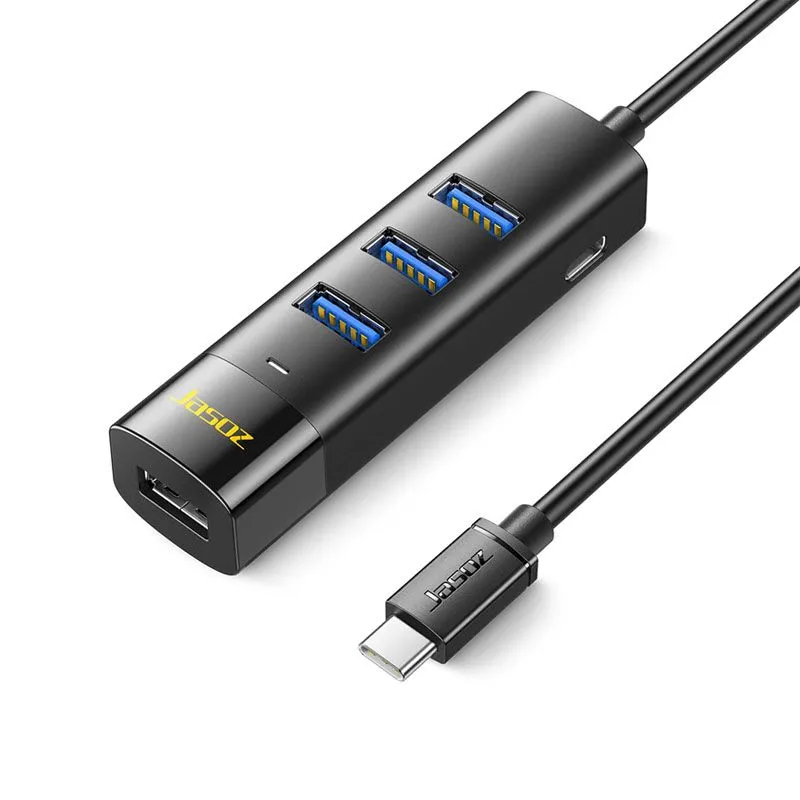 Bộ Chia Cổng USB Type-C Sang 4 Cổng USB 3.0 Jasoz F117 - Cáp Dài 0.3m / 1m / 1.5m